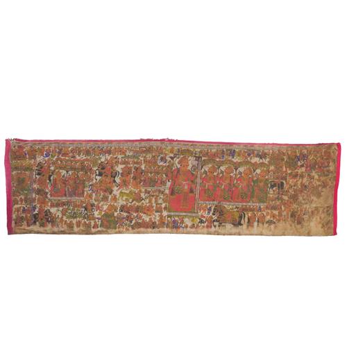 AN INDIAN RAJASTHAN PABUJI KI PHAD OR PAR PAINTING ON CLOTH