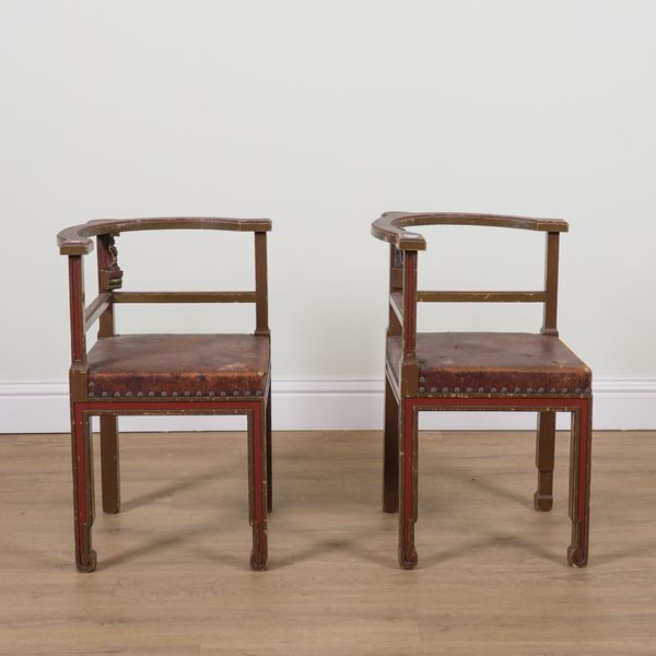 A PAIR OF ITALIAN PAINTED BEECH CORNER CHAIRS (2)