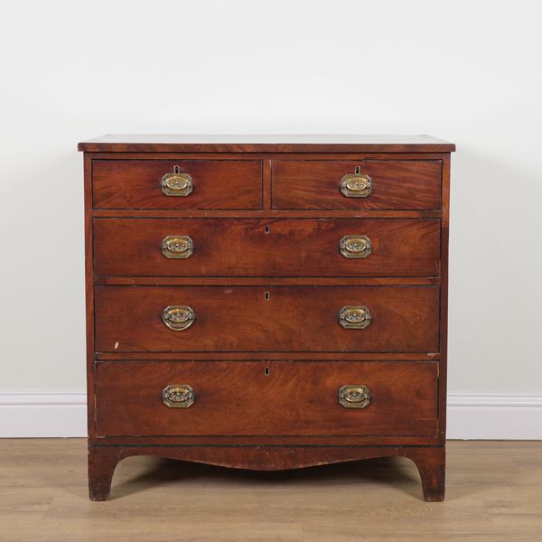 A 19TH CENTURY MAHOGANY FIVE DRAWER CHEST