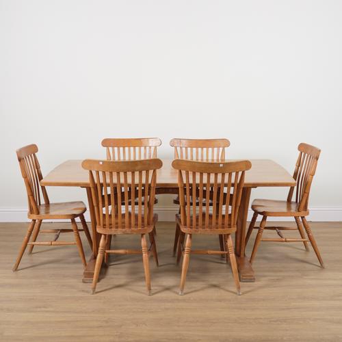 COTSWOLD SCHOOL DESIGN; AN ASH PLANK TOP KITCHEN TABLE (7)