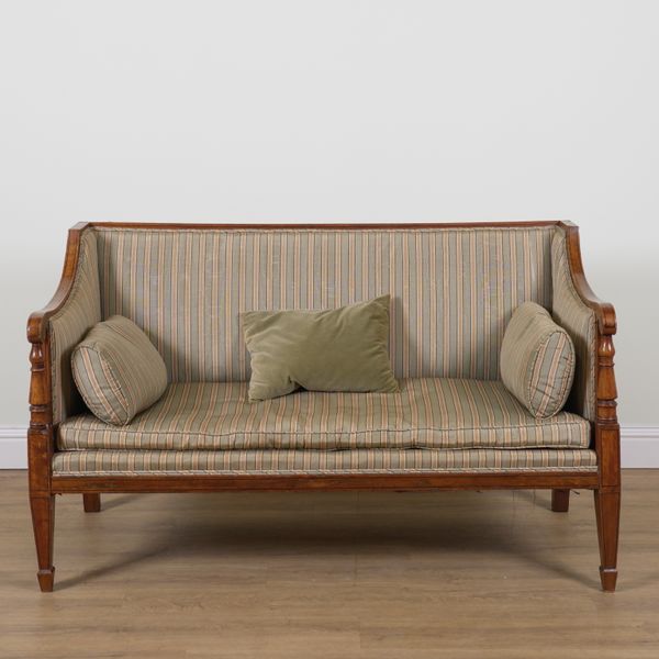 A GEORGE III INLAID SATINWOOD SQUARE BACK SOFA