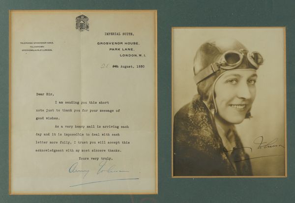 A SIGNED PHOTOGRAPH OF AVIATOR AMY JOHNSON (1903-1941)