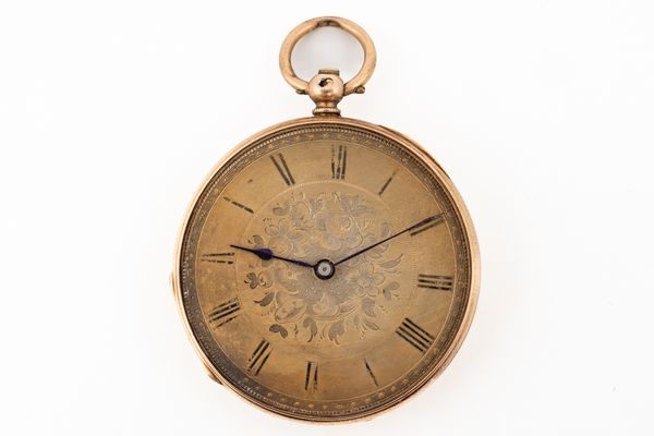 A LADY'S GOLD CASED KEY WIND OPENFACED FOB WATCH