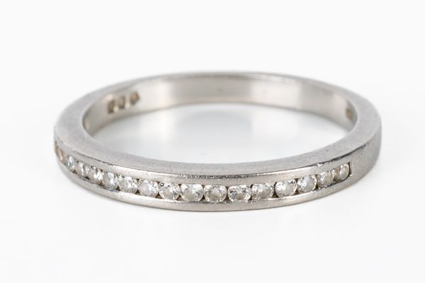 A PLATINUM AND DIAMOND HALF ETERNITY RING