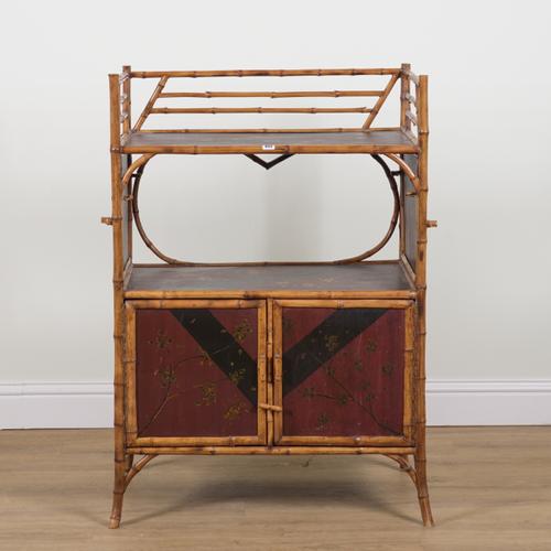 AN EARLY 20TH CENTURY AESTHETIC MOVEMENT BAMBOO SIDE CABINET
