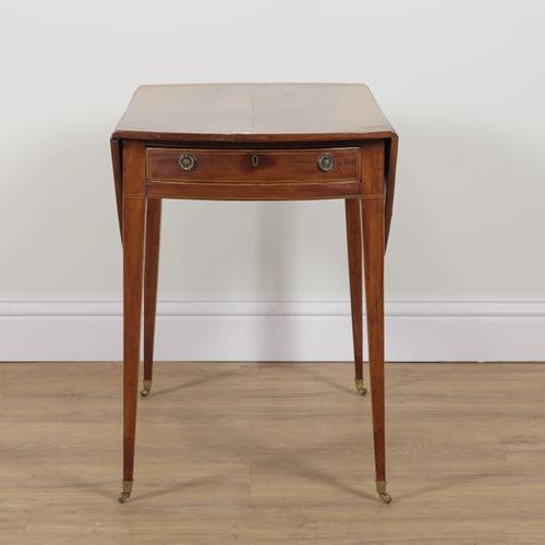 A GEORGE III MAHOGANY DROP FLAP OVAL PEMBROKE TABLE