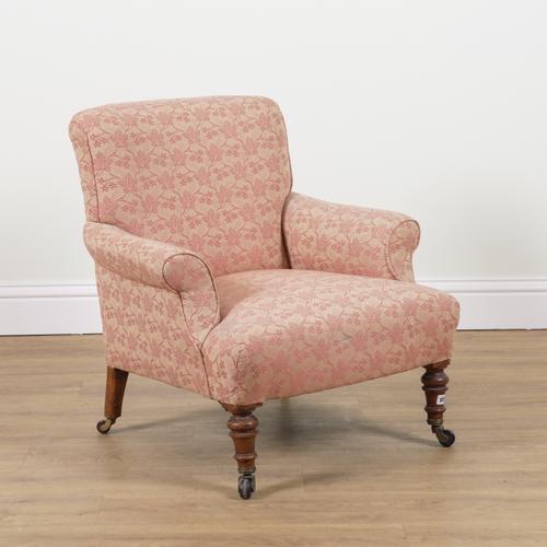 A VICTORIAN MAHOGANY LOW ARMCHAIR