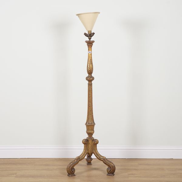 A MID 18TH CENTURY STYLE GILT STANDARD LAMP