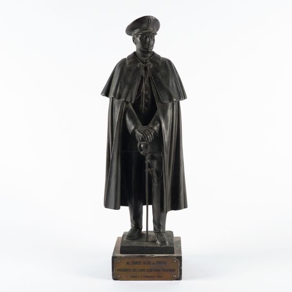 AN ITALIAN PATINATED BRONZE FIGURE OF COUNT ALDO DA PRATO