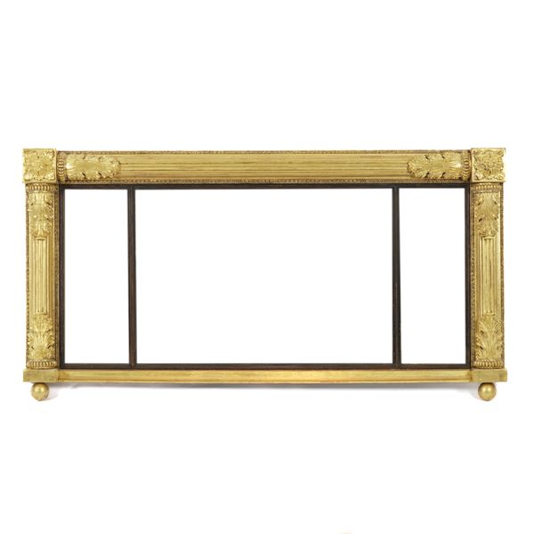 A REGENCY GILT FRAMED TRIPLE PLATE OVERMANTEL MIRROR