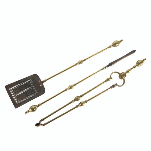 A SET OF THREE BRASS FIRE TOOLS (3)