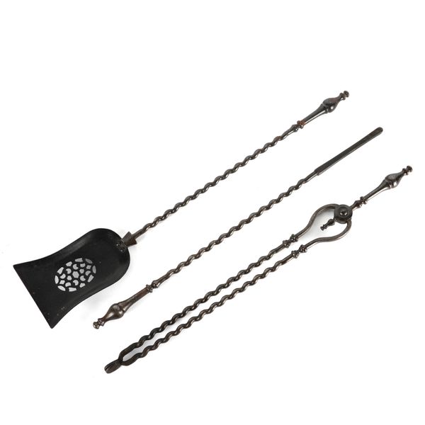 A SET OF THREE VICTORIAN STEEL FIRE TOOLS (3)