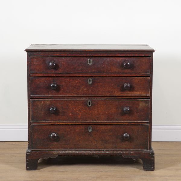 AN 18TH CENTURY OAK CHEST OF DRAWERS