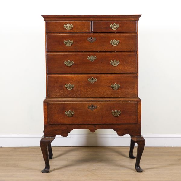 AN 18TH CENTURY OAK CHEST ON STAND