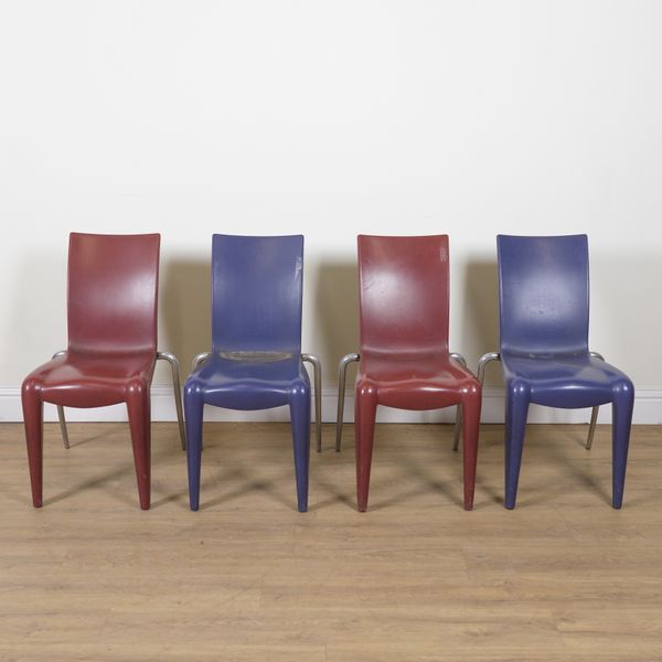 LOUIS 20 BY STARCK FOR VITRA; A SET OF FOUR COLOURED MOULDED RESIN DINING CHAIRS (4)