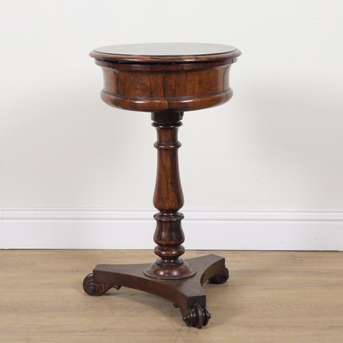 A WILLIAM IV ROSEWOOD CIRCULAR TEAPOY