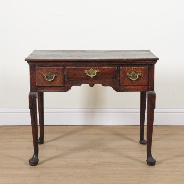 AN 18TH CENTURY OAK THREE DRAWER LOW BOY