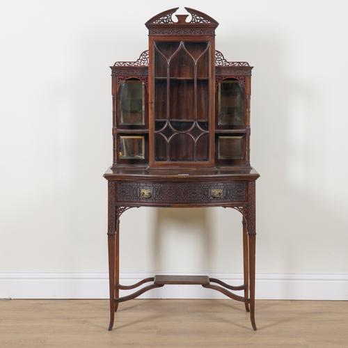 AN 18TH CENTURY STYLE MAHOGANY DISPLAY CABINET ON STAND