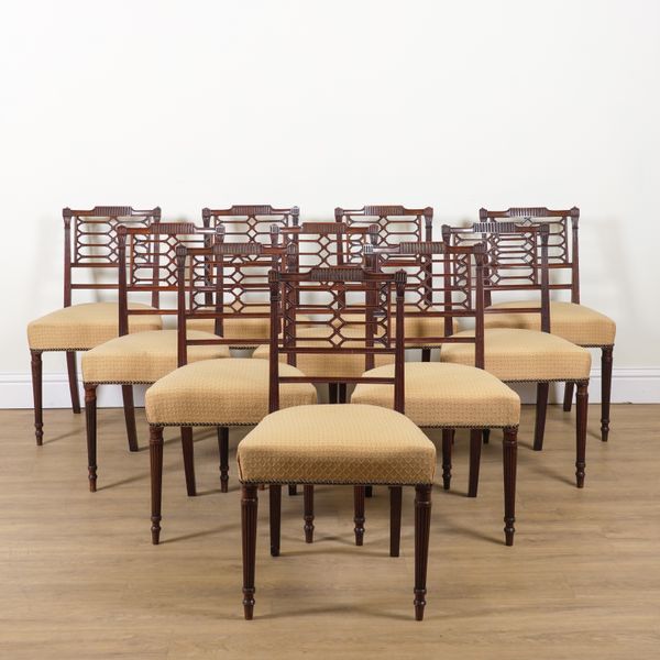 A SET OF TEN LATE 19TH CENTURY MAHOGANY DINING CHAIRS (10)