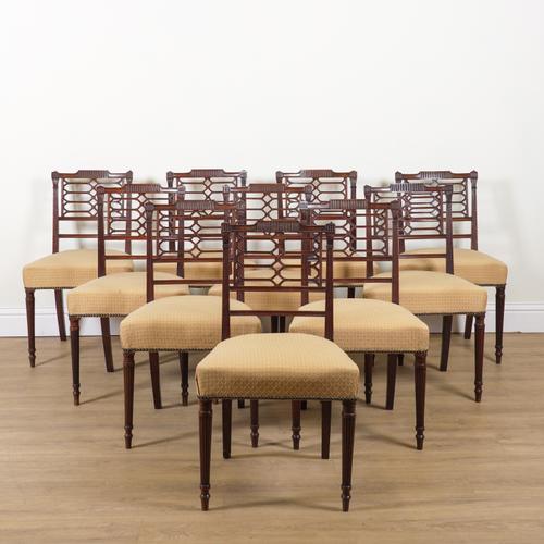 A SET OF TEN LATE 19TH CENTURY MAHOGANY DINING CHAIRS (10)