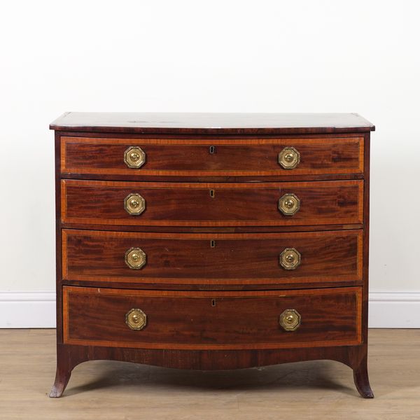 A REGENCY SATINWOOD BANDED MAHOGANY BOWFRONT CHEST