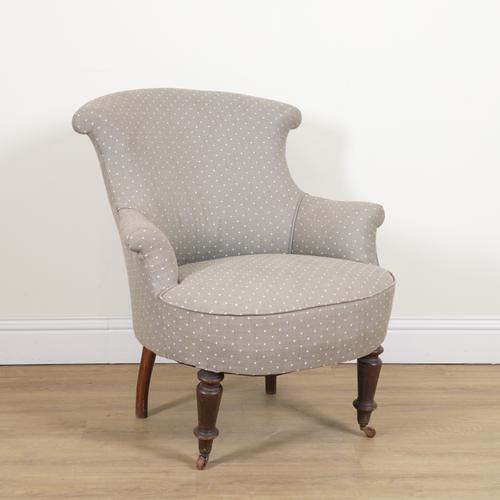 A 19TH CENTURY TUB BACK ARMCHAIR