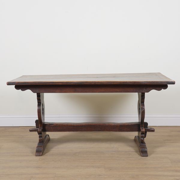 A 17TH CENTURY STYLE SMALL OAK REFECTORY TABLE