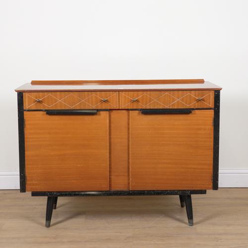 GLENDALE LONDON; A MID 20TH CENTURY TEAK AND EBONISED SIDEBOARD