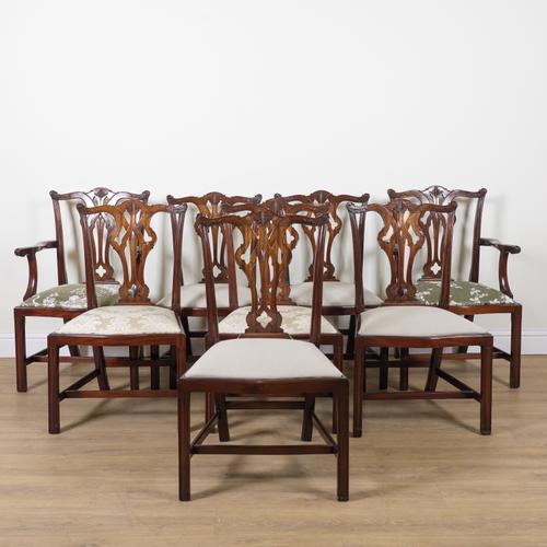 A SET OF EIGHT GEORGE III STYLE MAHOGANY DINING CHAIRS (8)