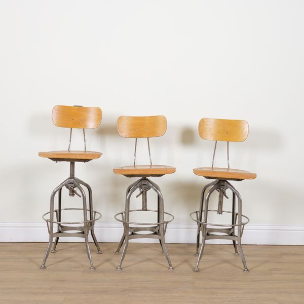 TOLEDO; A SET OF THREE HEIGHT ADJUSTABLE BAR STOOLS (3)