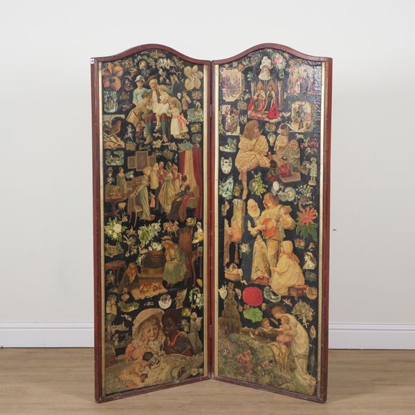 A GEORGE IV TWO FOLD DECOUPAGE SCREEN