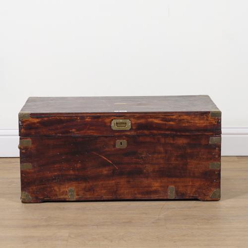AN EARLY 20TH CENTURY BRASS BOUND CAMPHOR WOOD TRUNK