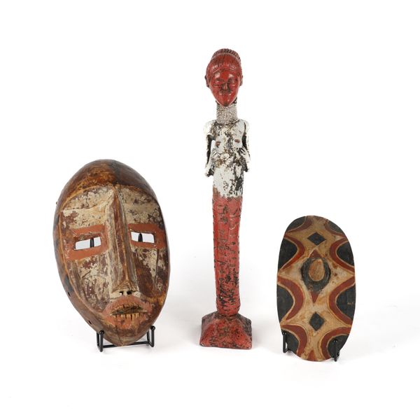 OF TRIBAL INTEREST: A POLYCHROME DECORATED CEREMONIAL MASK (3)