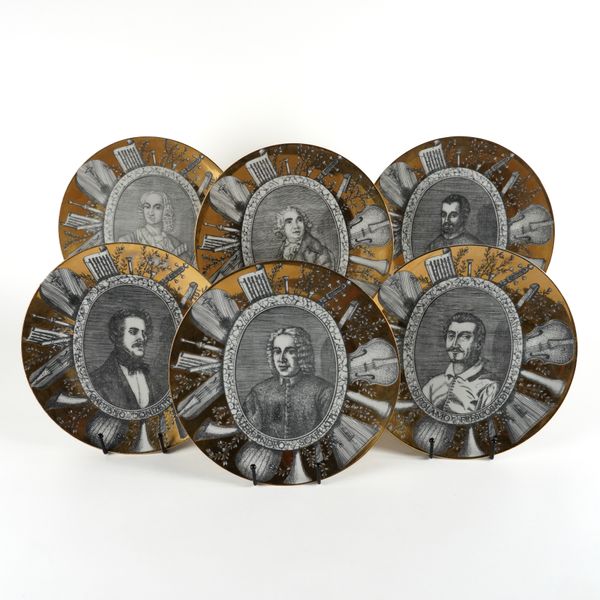 PIERO FORNASETTI ( 1913-1988) SIX `GRANDI MAESTRI' PLATES (6)