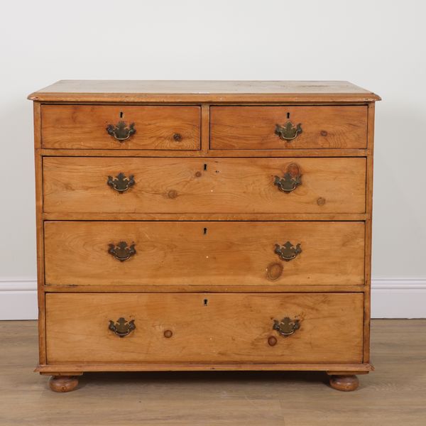 A VICTORIAN PINE FIVE DRAWER CHEST