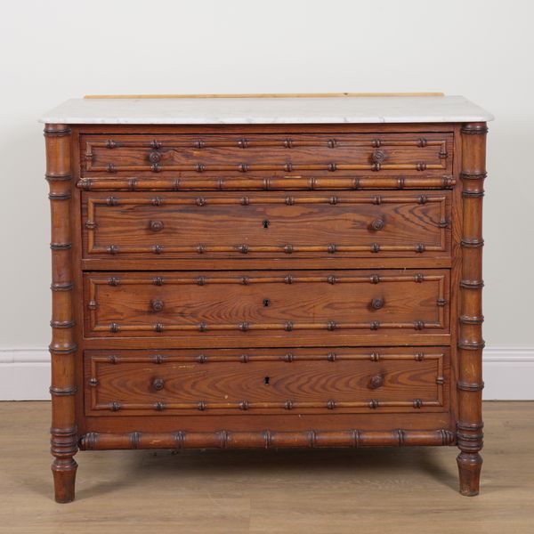 A 19TH CENTURY FRENCH MARBLE TOP COMMODE