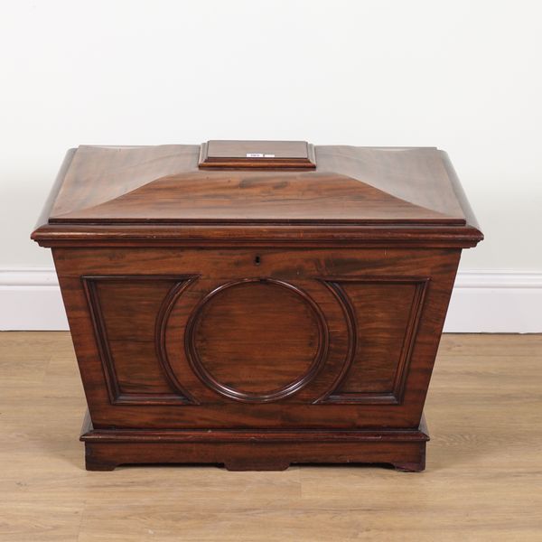 A REGENCY MAHOGANY SARCOPHAGUS FORM CELLARETTE