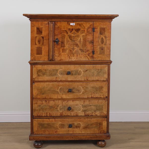 AN UNUSUAL 19TH CENTURY CONTINENTAL INLAID WALNUT CABINET