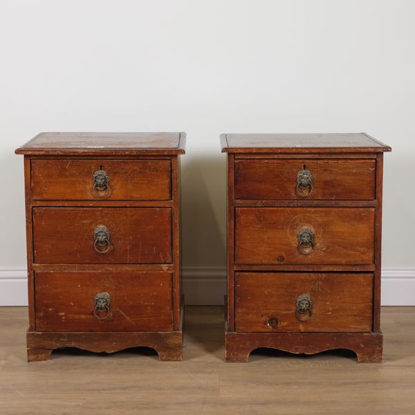 A PAIR OF PINE THREE DRAWER PEDESTALS (2)