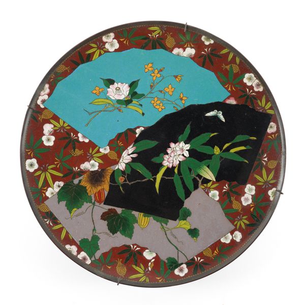 A LARGE JAPANESE MEIJI PERIOD CLOISONNE CHARGER