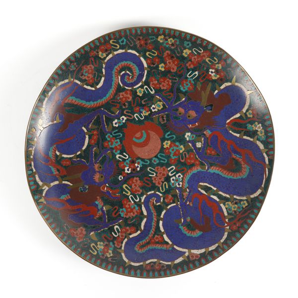 A LARGE JAPANESE MEIJI PERIOD CLOISONNE CHARGER