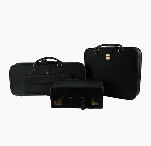 FERRARI TESTAROSSA: THREE PIECES OF BLACK LEATHER SCHEDONI LUGGAGE  (3)