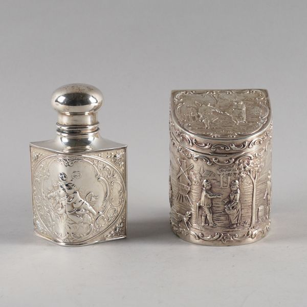 A GERMAN SCENT BOTTLE AND A EUROPEAN TEA CADDY (2)