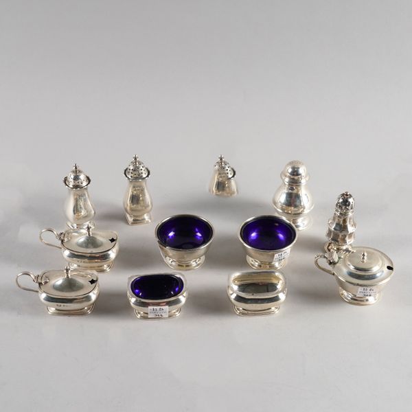 A GROUP OF SILVER CONDIMENTS (11)