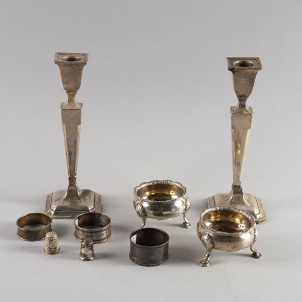 A PAIR OF GEORGE III SALTS AND SEVEN FURTHER ITEMS (8)