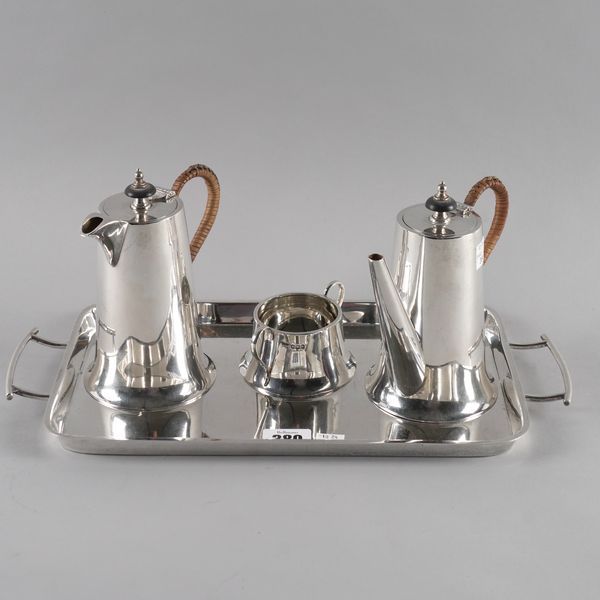 A SILVER FOUR PIECE PART COFFEE SET (4)