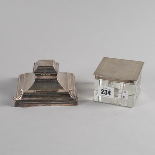 TWO SILVER MOUNTED INKWELLS (2)