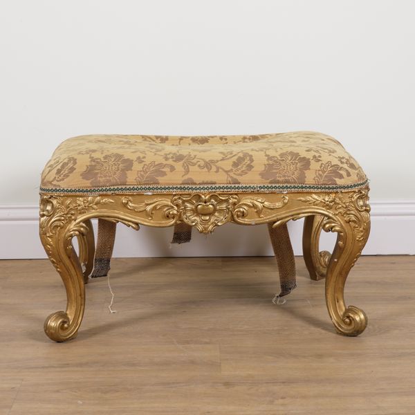 A GEORGE II STYLE GILT FRAMED FOOTSTOOL