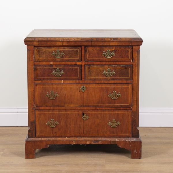 A MID-18TH CENTURY WALNUT AND OAK SIX DRAWER CHEST