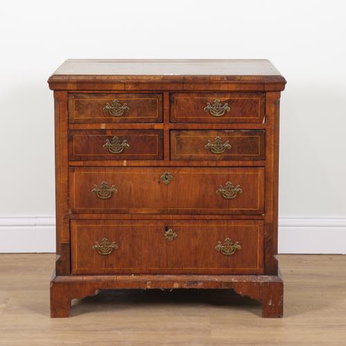 A MID-18TH CENTURY WALNUT AND OAK SIX DRAWER CHEST